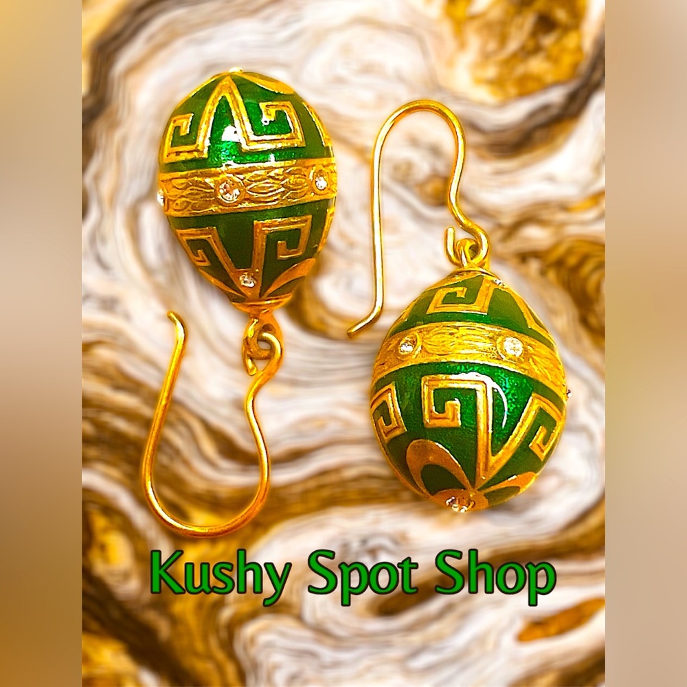 Green and Gold Earrings